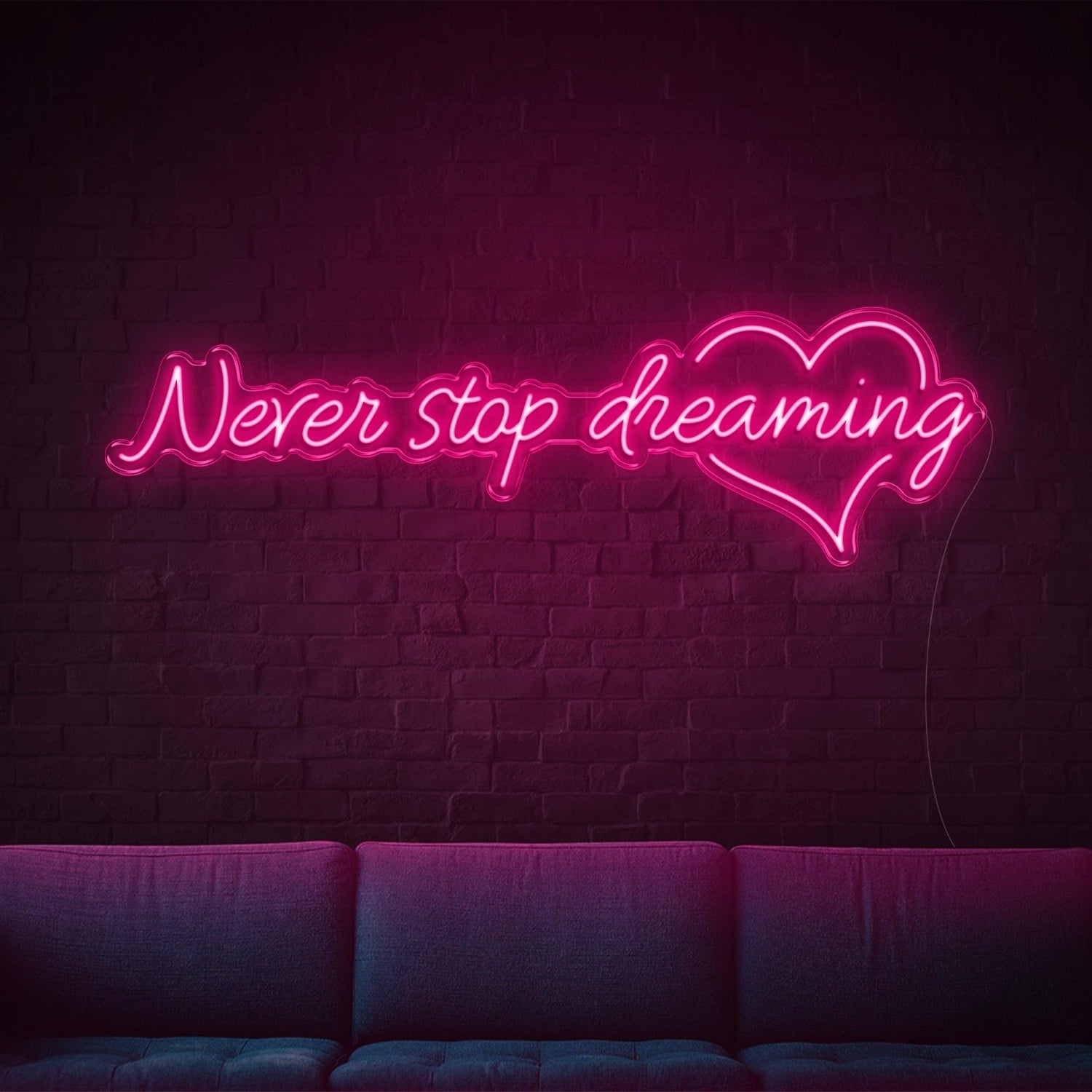 Green Glow Never Stop Dreaming Heart Led Neon Sign For Home Studio Decor | Shineneon