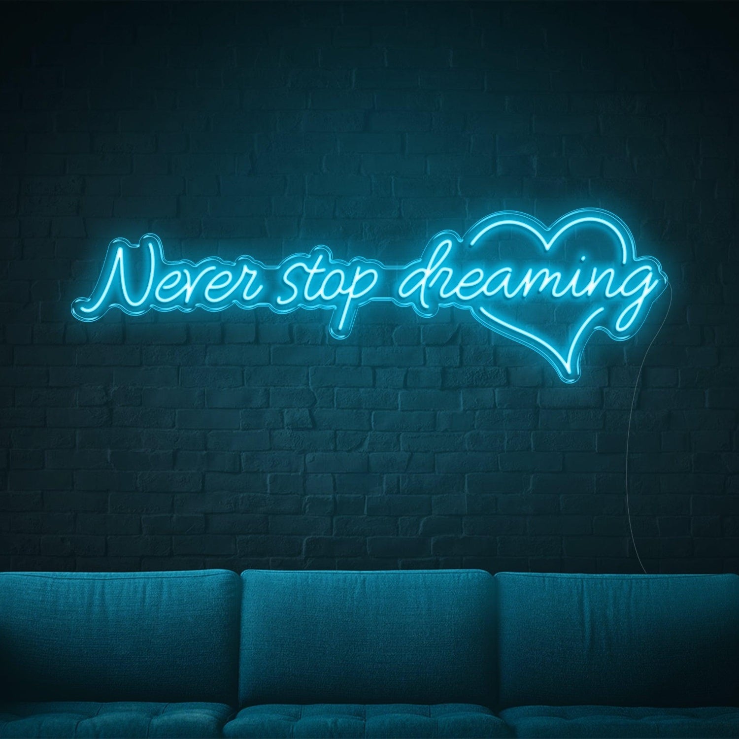 Green Glow Never Stop Dreaming Heart Led Neon Sign For Home Studio Decor | Shineneon
