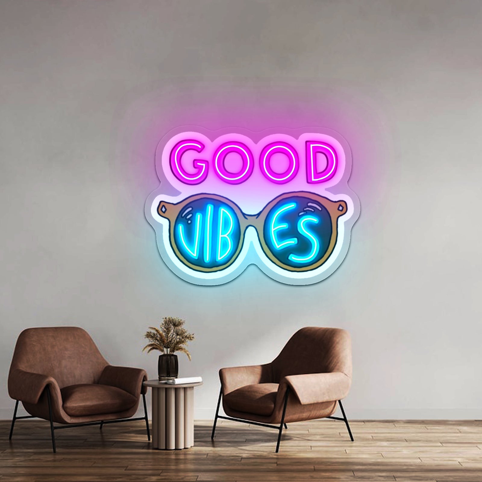 Green Haired Kawaii Comic Girl Artwork Large Neon Signs - Shineneon