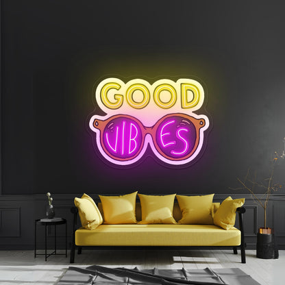 Green Haired Kawaii Comic Girl Artwork Large Neon Signs - Shineneon