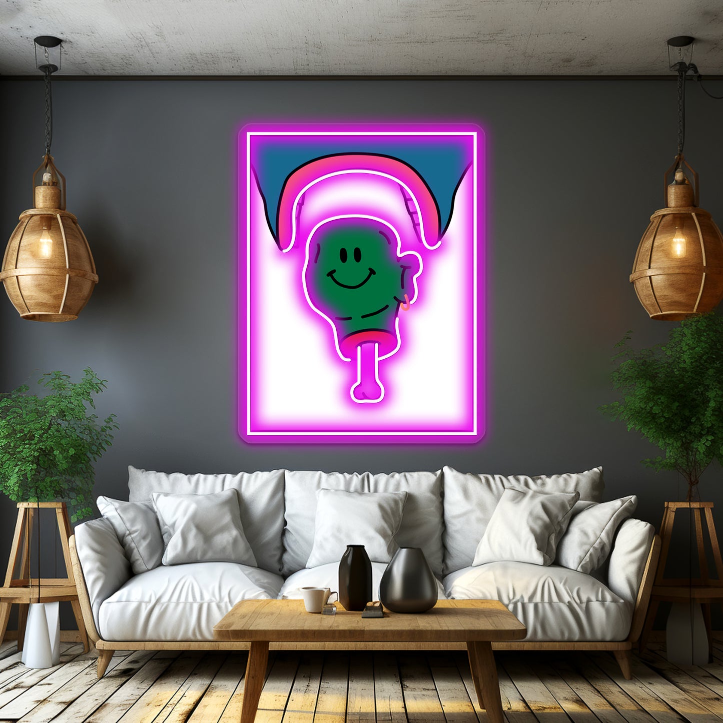 Green Head Wall Artwork Neon Signs