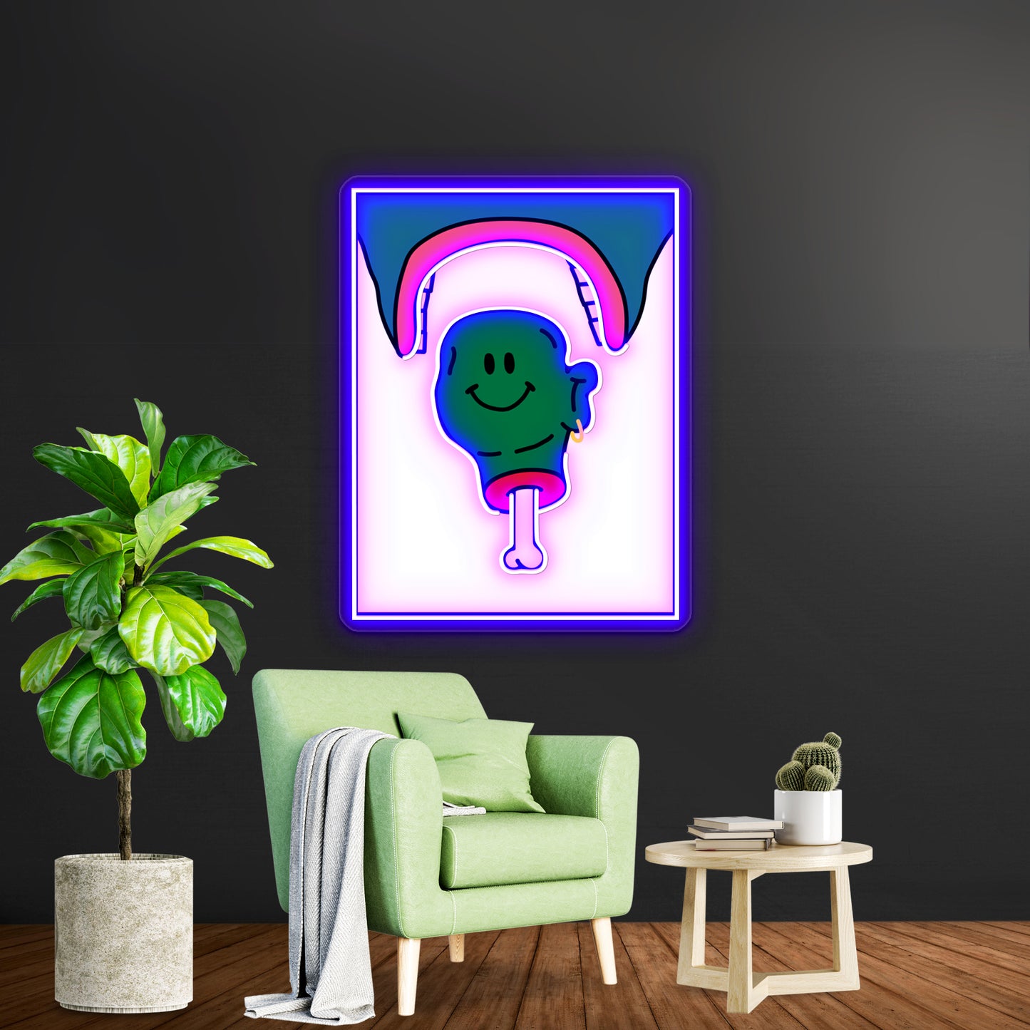 Green Head Wall Artwork Neon Signs