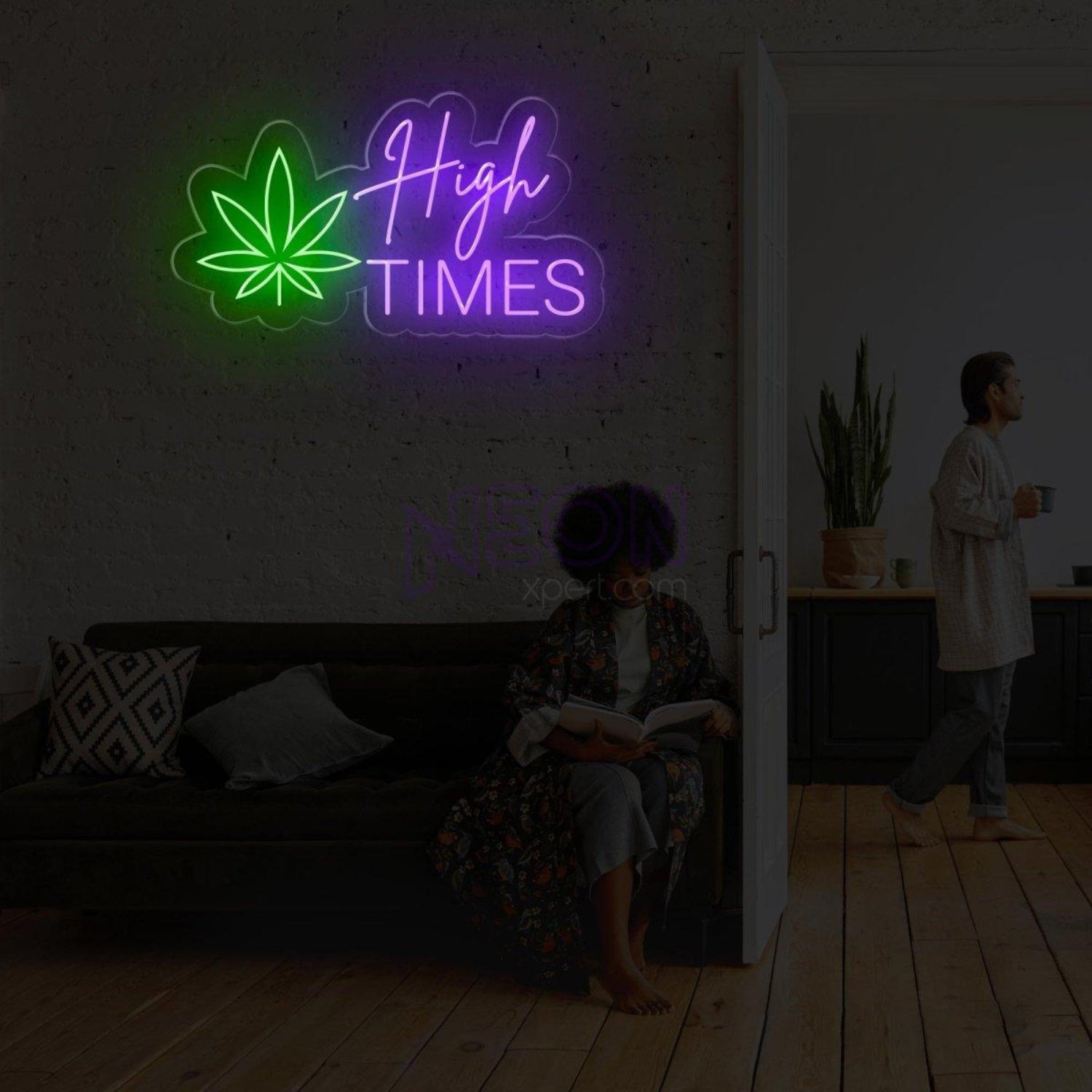 Green Leaf And White Text High Times Led Neon Sign For Modern Commercial Spaces | Shineneon