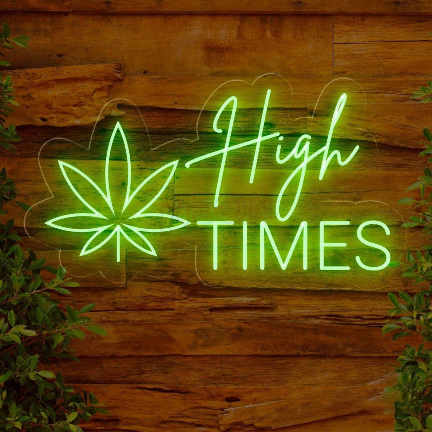 Green Leaf And White Text High Times Led Neon Sign For Modern Commercial Spaces | Shineneon