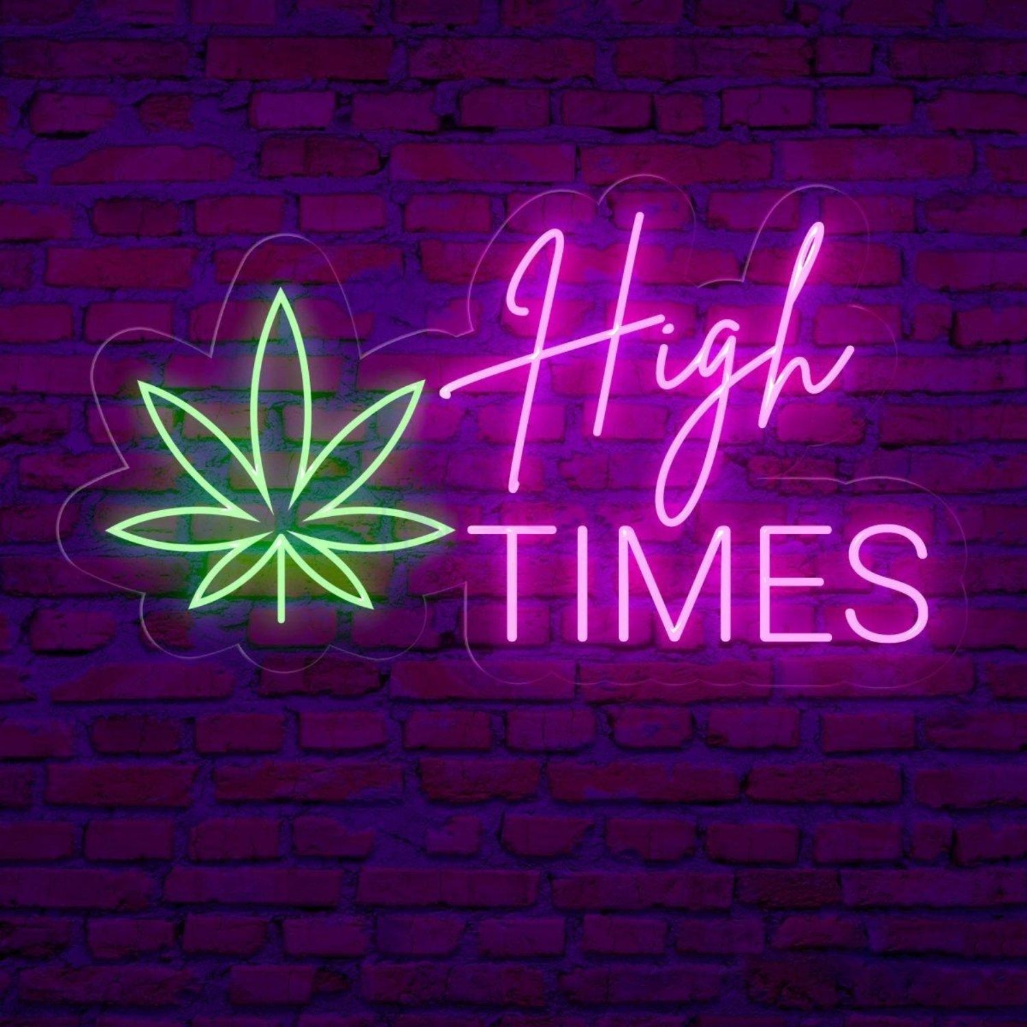 Green Leaf And White Text High Times Led Neon Sign For Modern Commercial Spaces | Shineneon