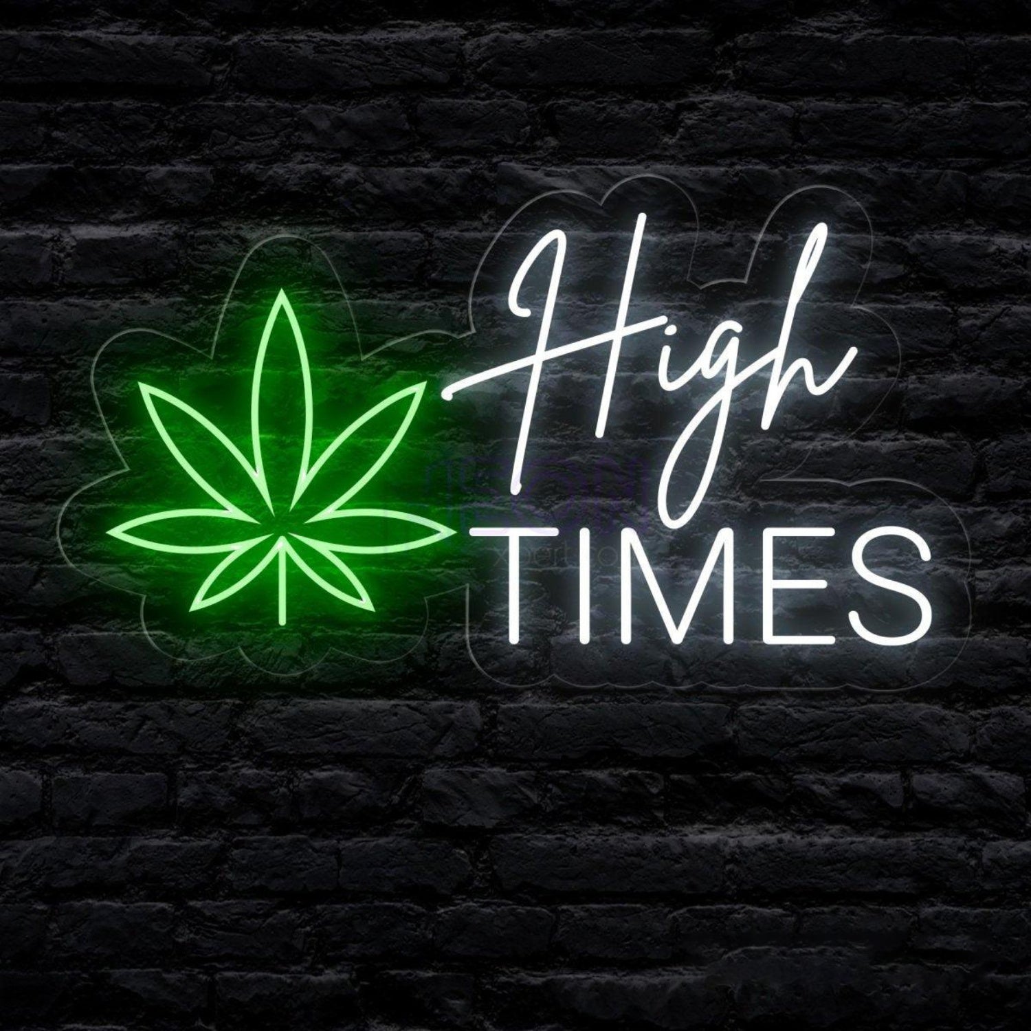 Green Leaf And White Text High Times Led Neon Sign For Modern Commercial Spaces | Shineneon