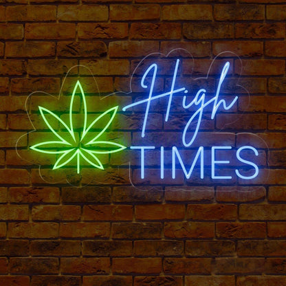 Green Leaf And White Text High Times Led Neon Sign For Modern Commercial Spaces | Shineneon