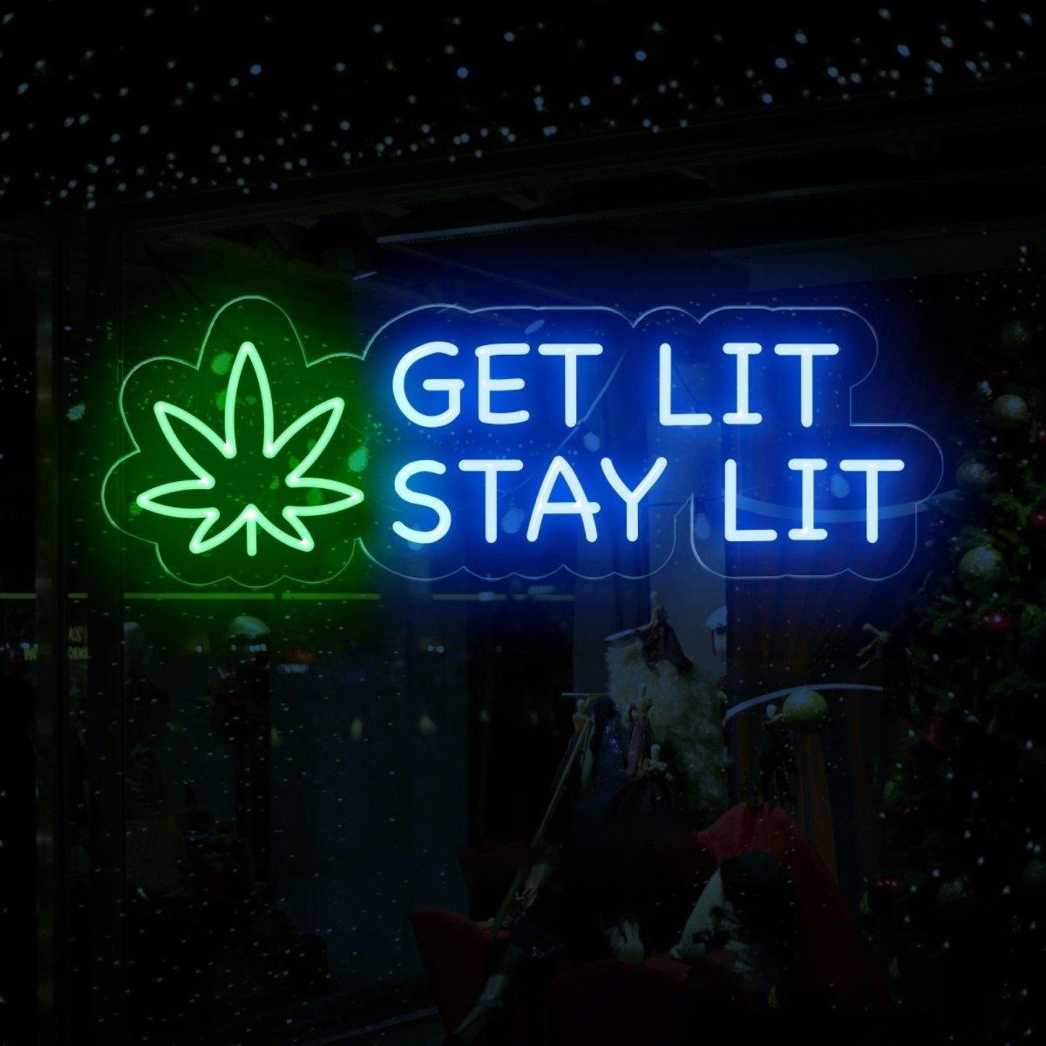 Green Leaf Pink Get Lit Stay Lit Led Neon Sign For Holiday Shop Decor | Shineneon