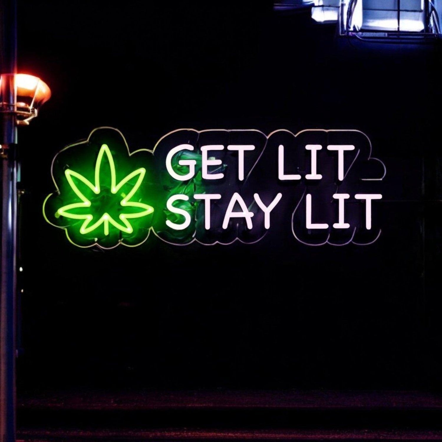 Green Leaf Pink Get Lit Stay Lit Led Neon Sign For Holiday Shop Decor | Shineneon