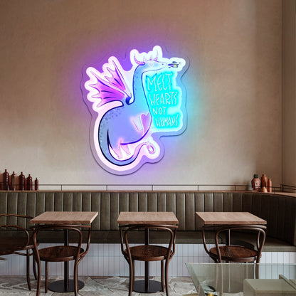 Green Melt Hearts Not Humans Dragon Fairytale Led Signs For Bedroom - Shineneon
