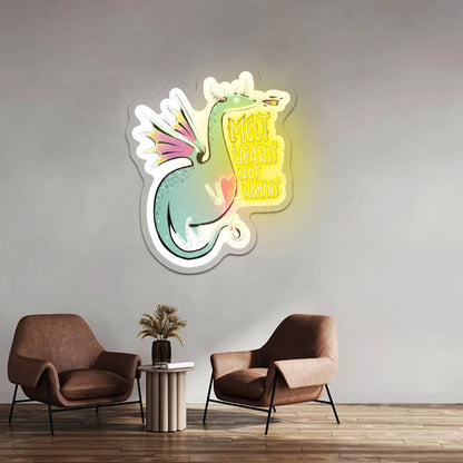 Green Melt Hearts Not Humans Dragon Fairytale Led Signs For Bedroom - Shineneon
