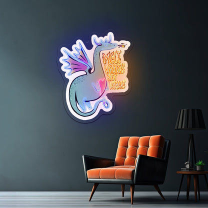 Green Melt Hearts Not Humans Dragon Fairytale Led Signs For Bedroom - Shineneon
