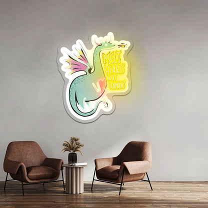 Green Melt Hearts Not Humans Dragon Fairytale Led Signs For Bedroom