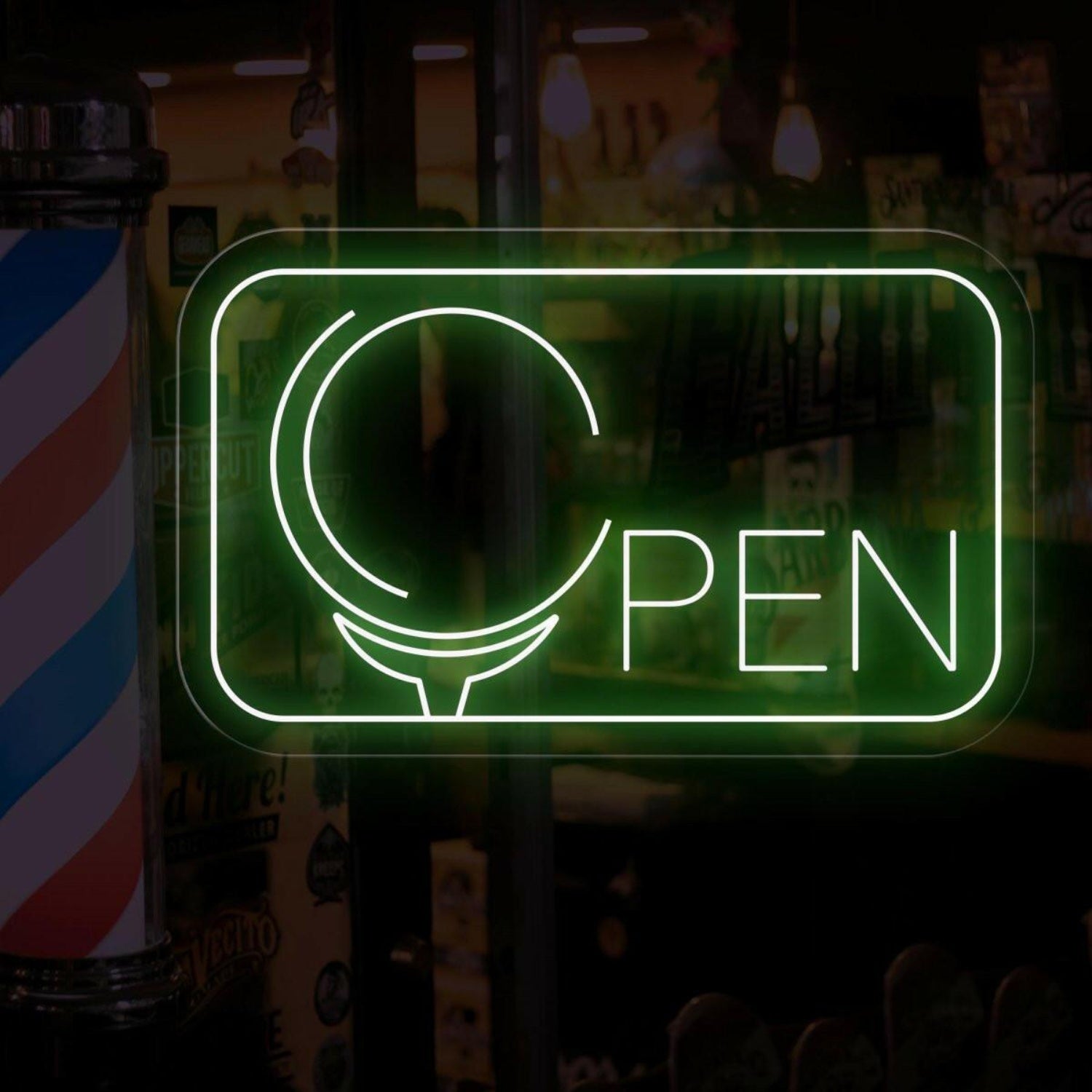 Green Open Cup Led Neon Sign For Barber Shop Decor | Shineneon