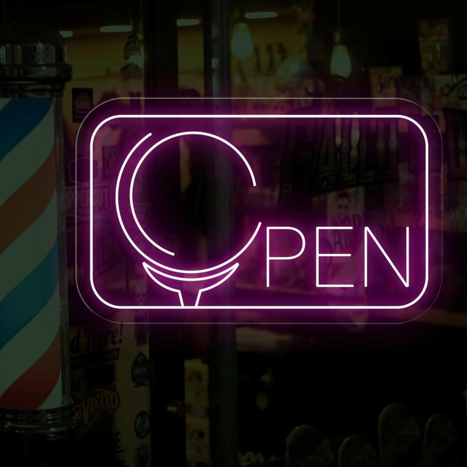 Green Open Cup Led Neon Sign For Barber Shop Decor | Shineneon