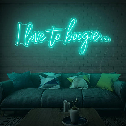 Green Script I Love To Boogie Led Neon Sign For Home Decor | Shineneon