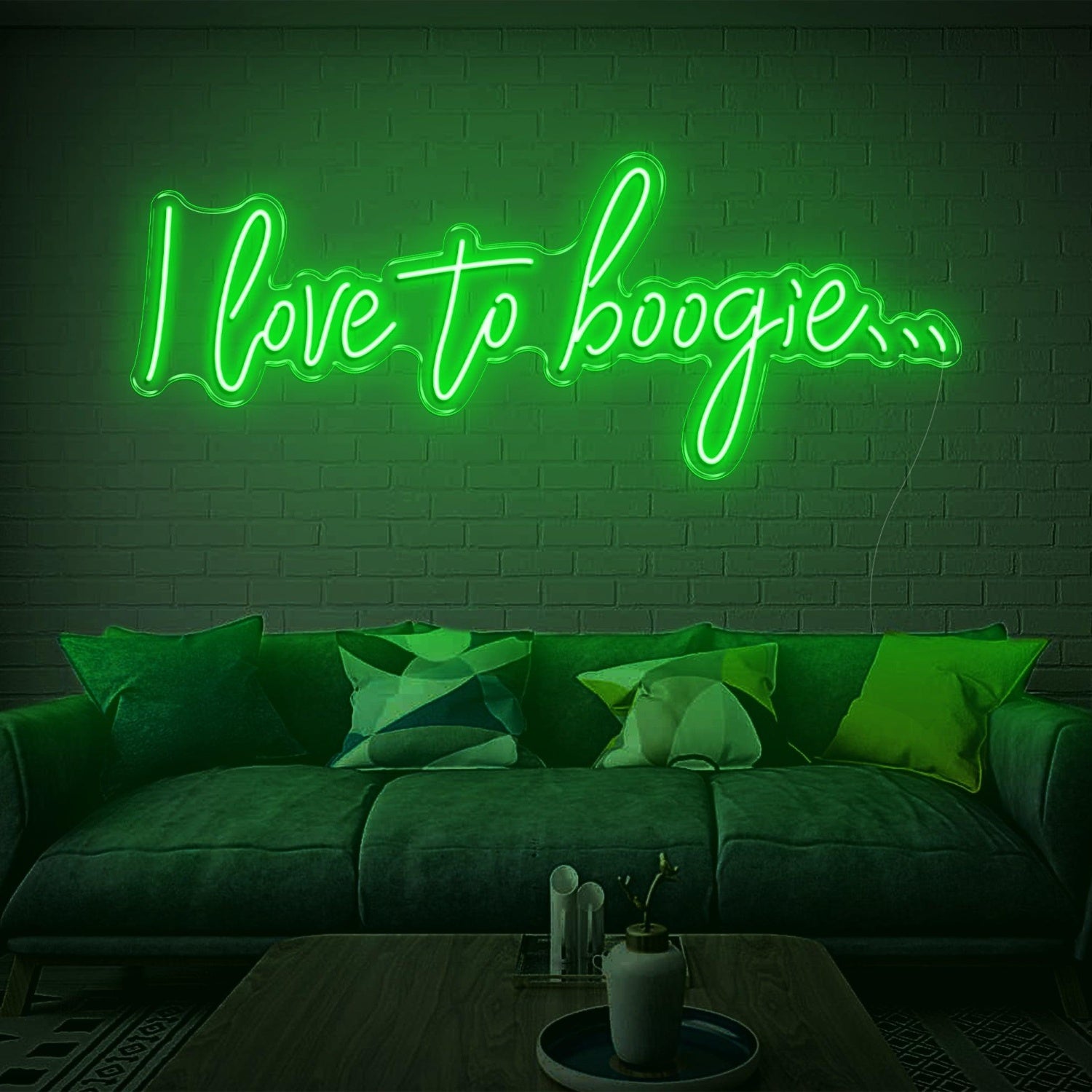 Green Script I Love To Boogie Led Neon Sign For Home Decor | Shineneon