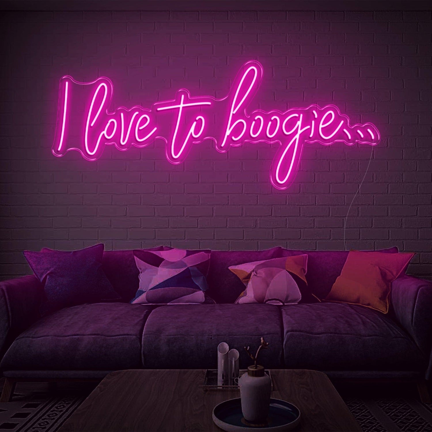 Green Script I Love To Boogie Led Neon Sign For Home Decor | Shineneon