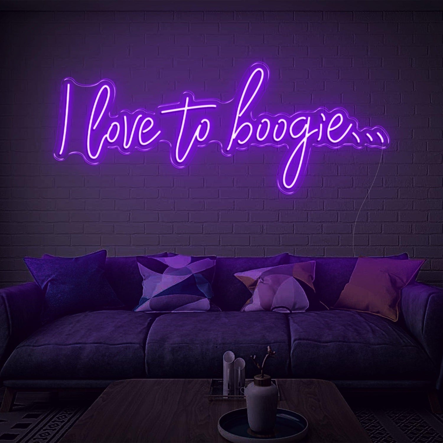 Green Script I Love To Boogie Led Neon Sign For Home Decor | Shineneon