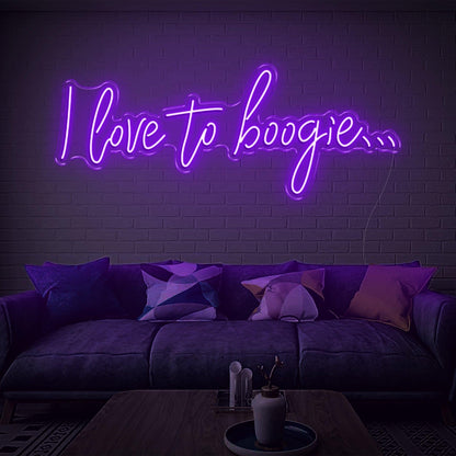 Green Script I Love To Boogie Led Neon Sign For Home Decor | Shineneon