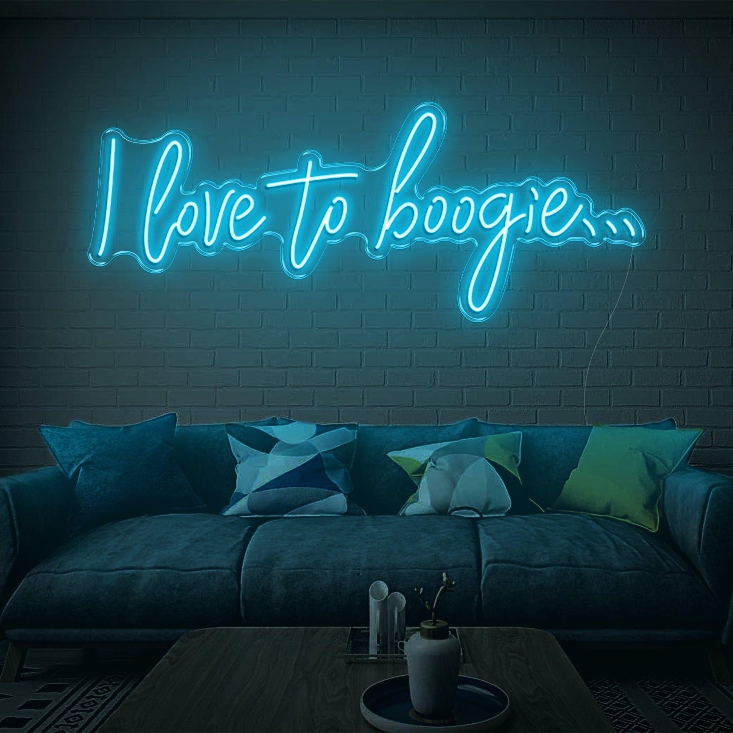 Green Script I Love To Boogie Led Neon Sign For Home Decor | Shineneon