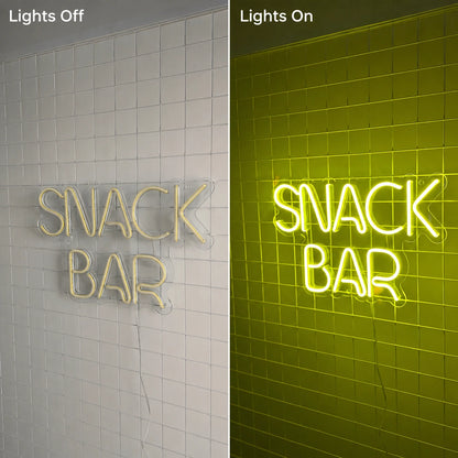 Green Snack Bar Neon Sign LED Neon Sign day and night comparison