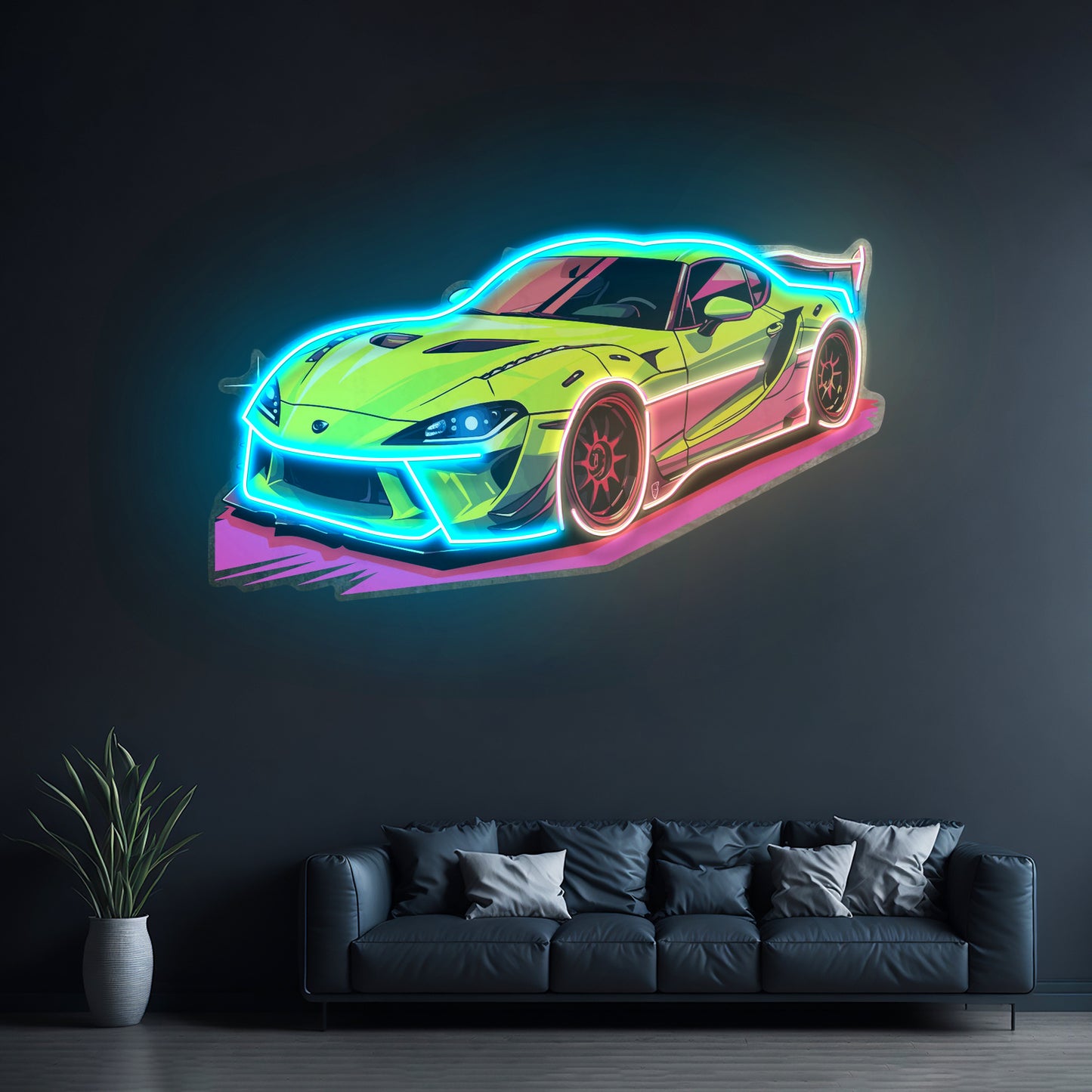 Green Sport Car Led Neon Sign Light Custom Led Signs