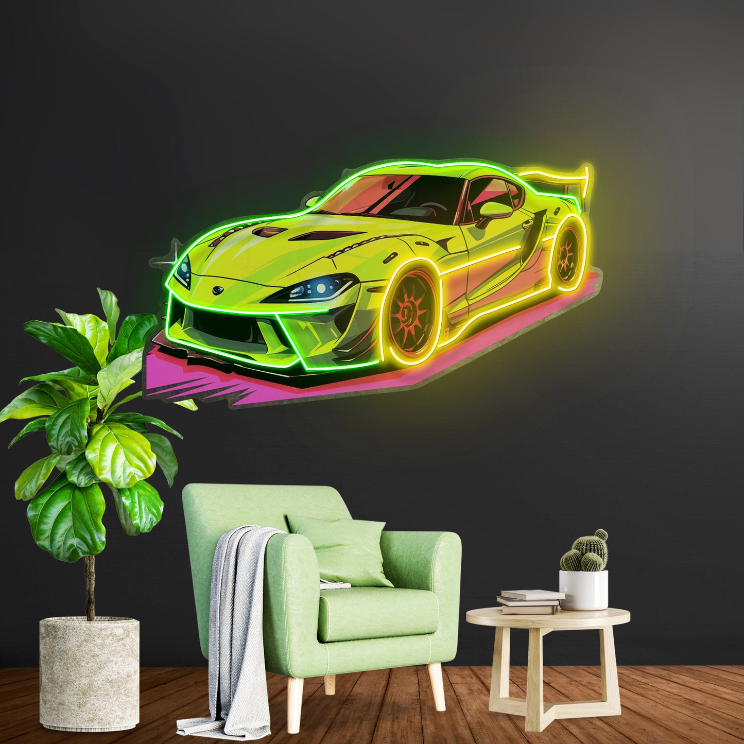 Green Sport Car Led Neon Sign Light Custom Led Signs