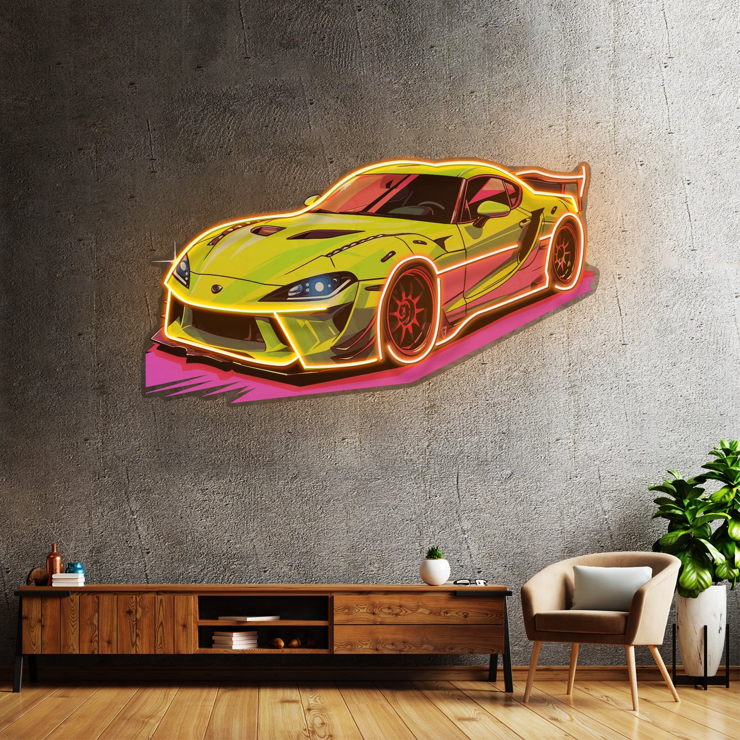 Green Sport Car Led Neon Sign Light Custom Led Signs