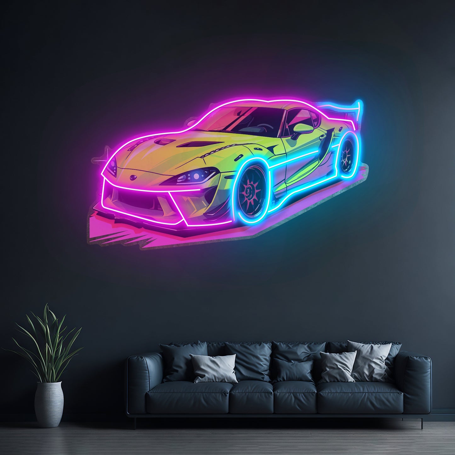 Green Sport Car Led Neon Sign Light Custom Led Signs