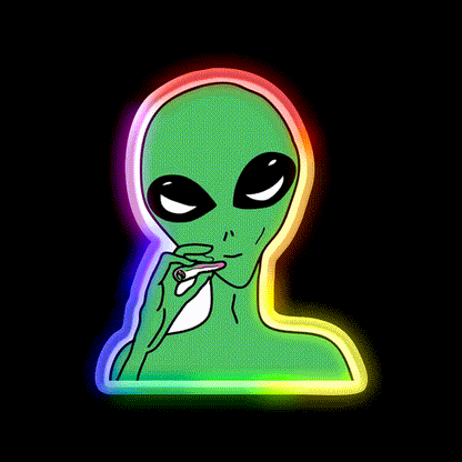 Green Stoner Alien Hemp Inspired Green Leaf Led Neon Sign Rgb Color