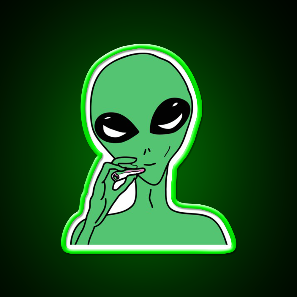 Green Stoner Alien Hemp Inspired Green Leaf Led Neon Sign Rgb Color
