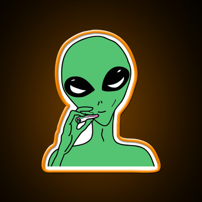 Green Stoner Alien Hemp Inspired Green Leaf Led Neon Sign Rgb Color