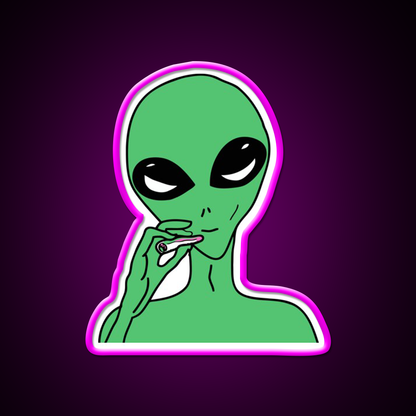 Green Stoner Alien Hemp Inspired Green Leaf Led Neon Sign Rgb Color