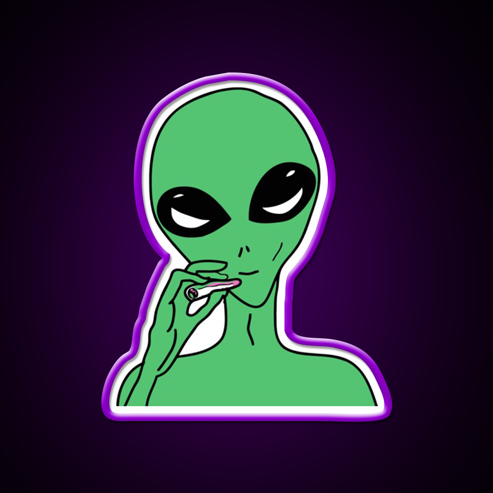 Green Stoner Alien Hemp Inspired Green Leaf Led Neon Sign Rgb Color