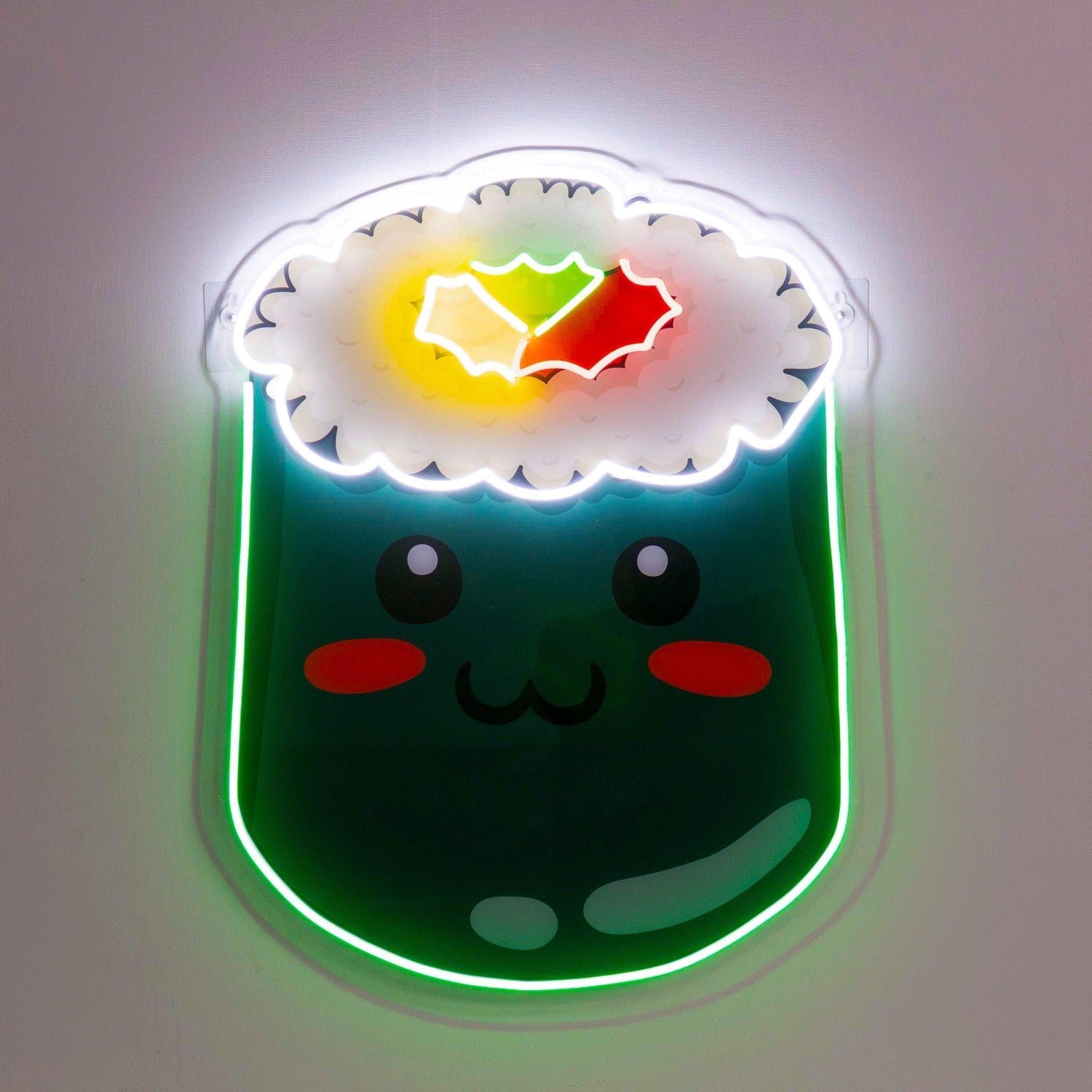 Green Sushi Cartoon Multicolor Uv Printed Led Neon Sign For Home Restaurant Decor | Shineneon