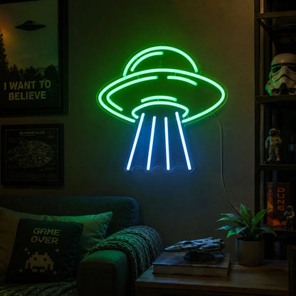Green UFO Beam Neon Sign LED Neon Sign real lifestyle scene