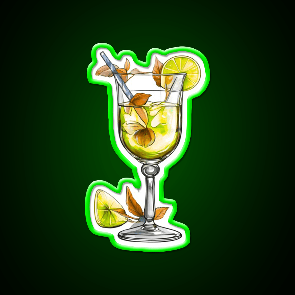 Green Vine Cocktail Glass Cocktail Bar Decor Led Neon Sign Rgb Color - Shineneon