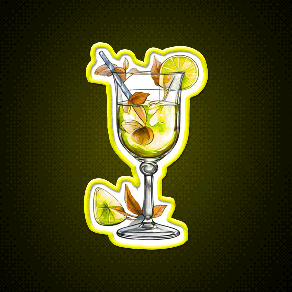 Green Vine Cocktail Glass Cocktail Bar Decor Led Neon Sign Rgb Color - Custom LED neon sign front view