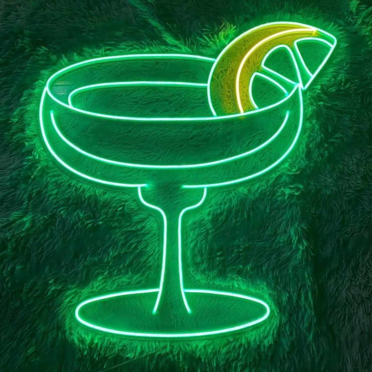 Green Yellow Cocktail Glass Led Neon Sign For Bar Restaurant Decor-1 | Shineneon