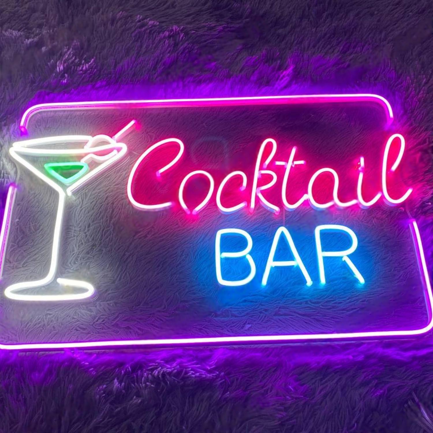 Green Yellow Cocktail Glass Led Neon Sign For Bar Restaurant Decor | Shineneon