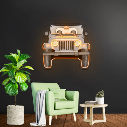 Grey Jeep Front Aesthetic Large Neon Signs - Shineneon