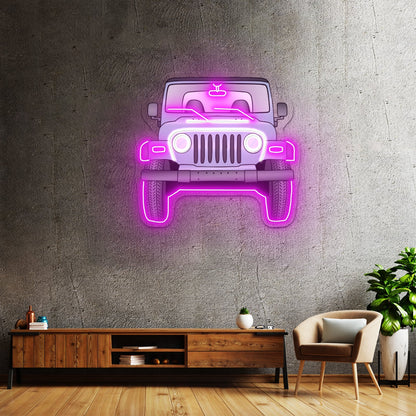 Grey Jeep Front Aesthetic Large Neon Signs - Shineneon