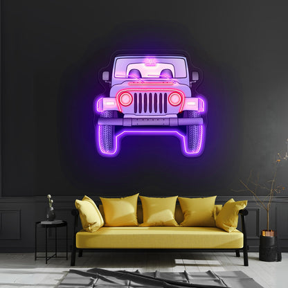 Grey Jeep Front Aesthetic Large Neon Signs - Shineneon