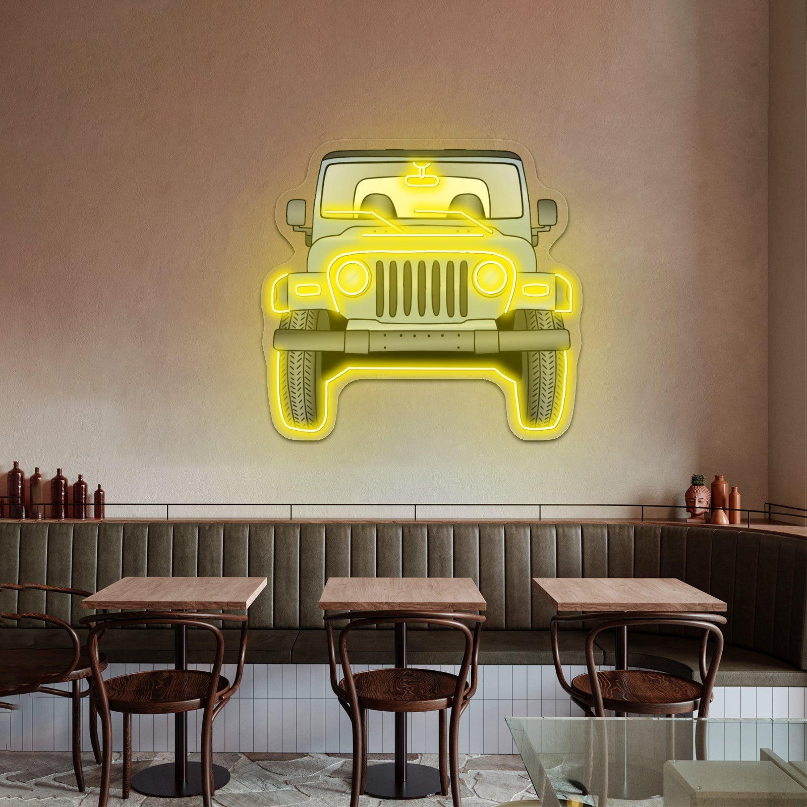 Grey Jeep Front Aesthetic Large Neon Signs - Shineneon