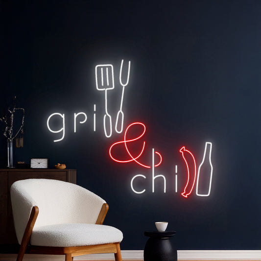 Grill And Chill Neon Sign Bbq Time Neon Sign