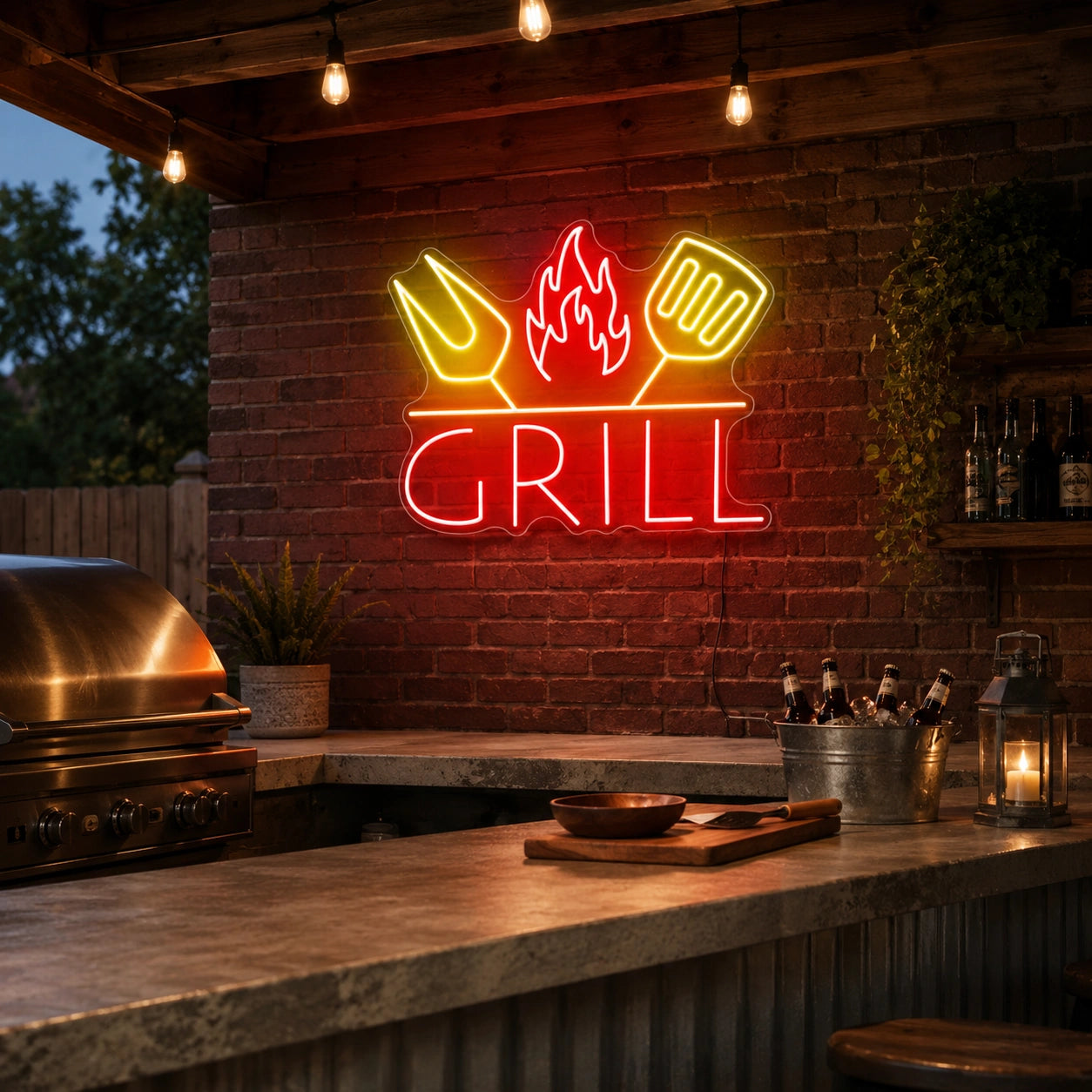 Grill Flame Neon Sign LED Neon Sign real lifestyle scene