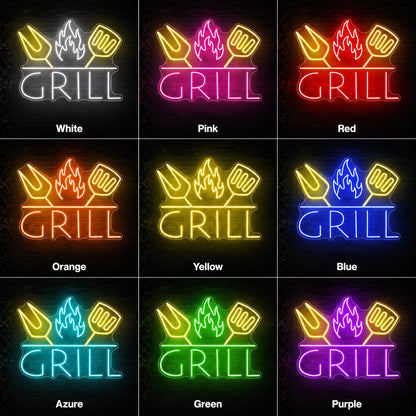 Grill Flame Neon Sign LED Neon Sign color grid