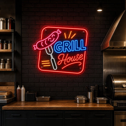 Grill House BBQ LED Neon Sign real lifestyle scene