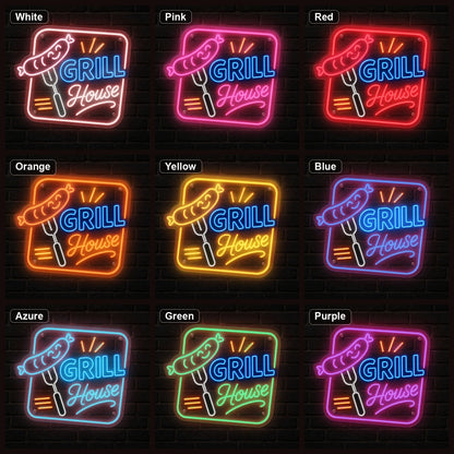 Grill House BBQ LED Neon Sign color grid